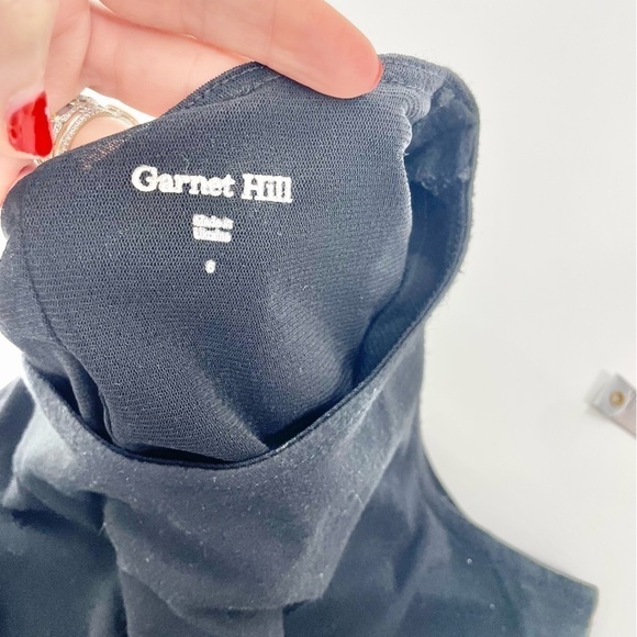 Garnet Hill Knit Black Jersey Style Faux Wrap Comfy Neutral Minimal Dress Sz 6 - Picture 8 of 10